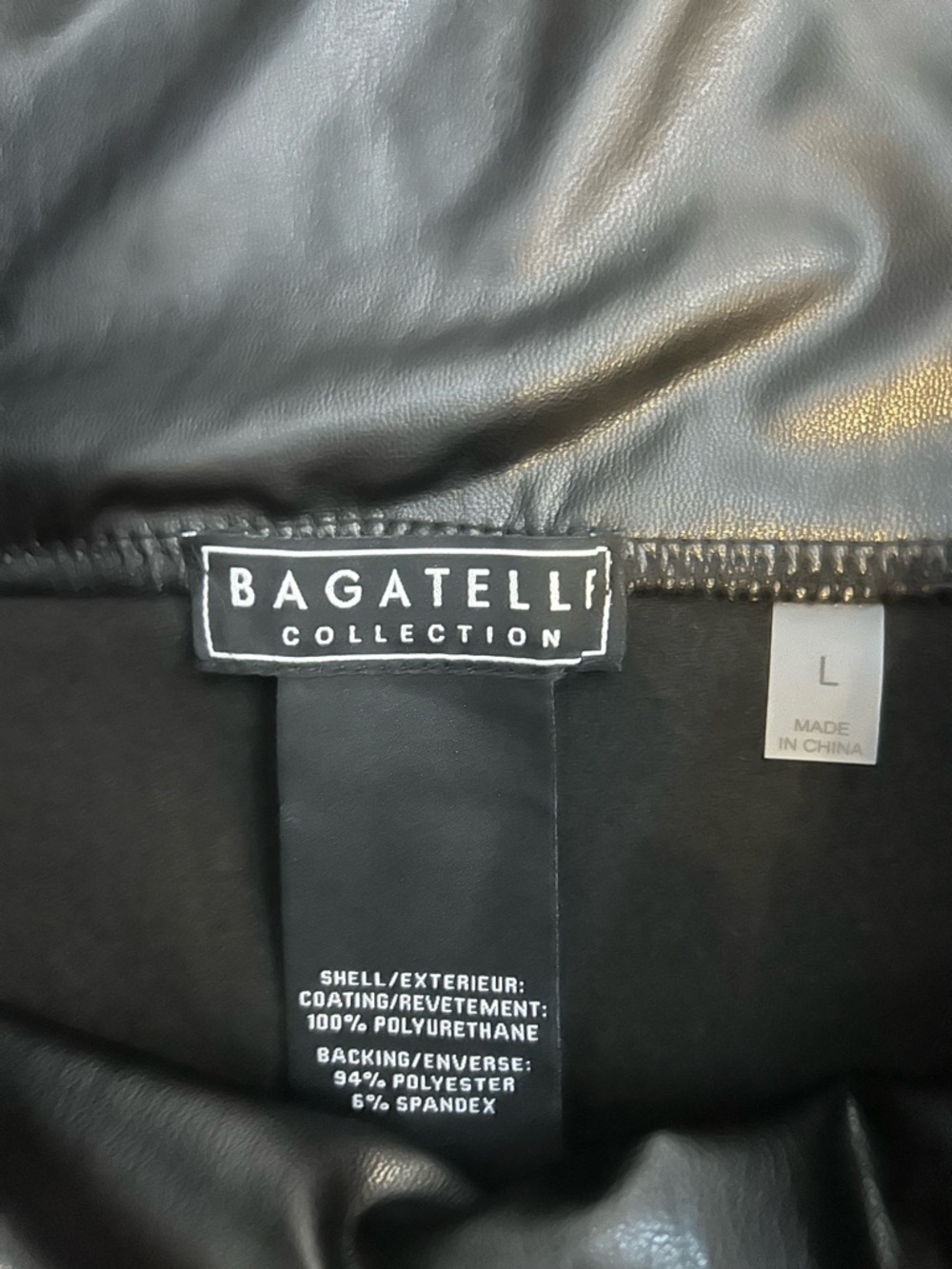 Black Faux Leather High-Waist Women's Shorts Size L - Picture 2 of 3